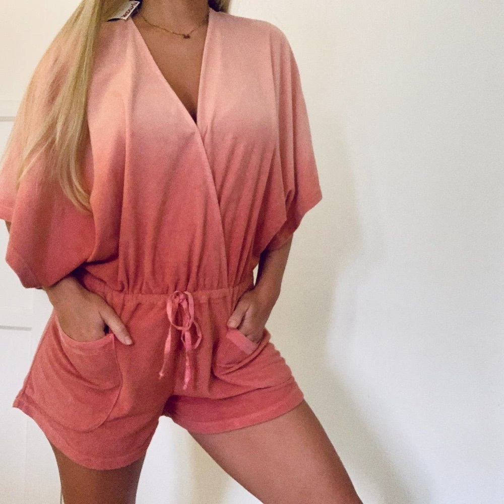 Young, Fabulous, and Broke pink swim romper